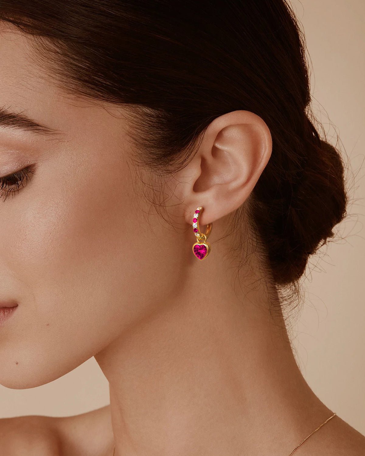 Molenia Heart Birthstone Hoop Earrings - Molenia Jewelry