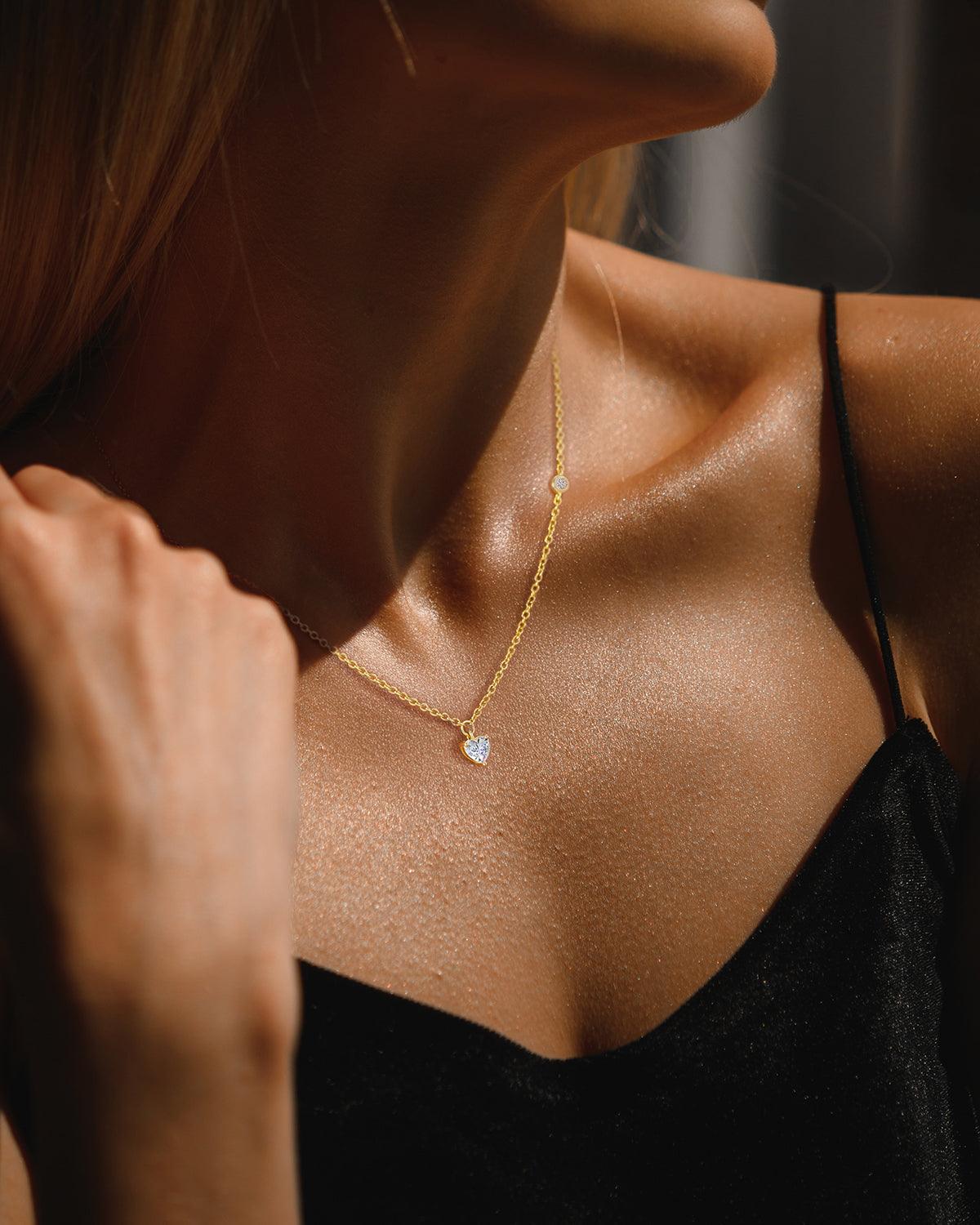 Molenia Heart Shaped White Diamond Necklace - Molenia Jewelry