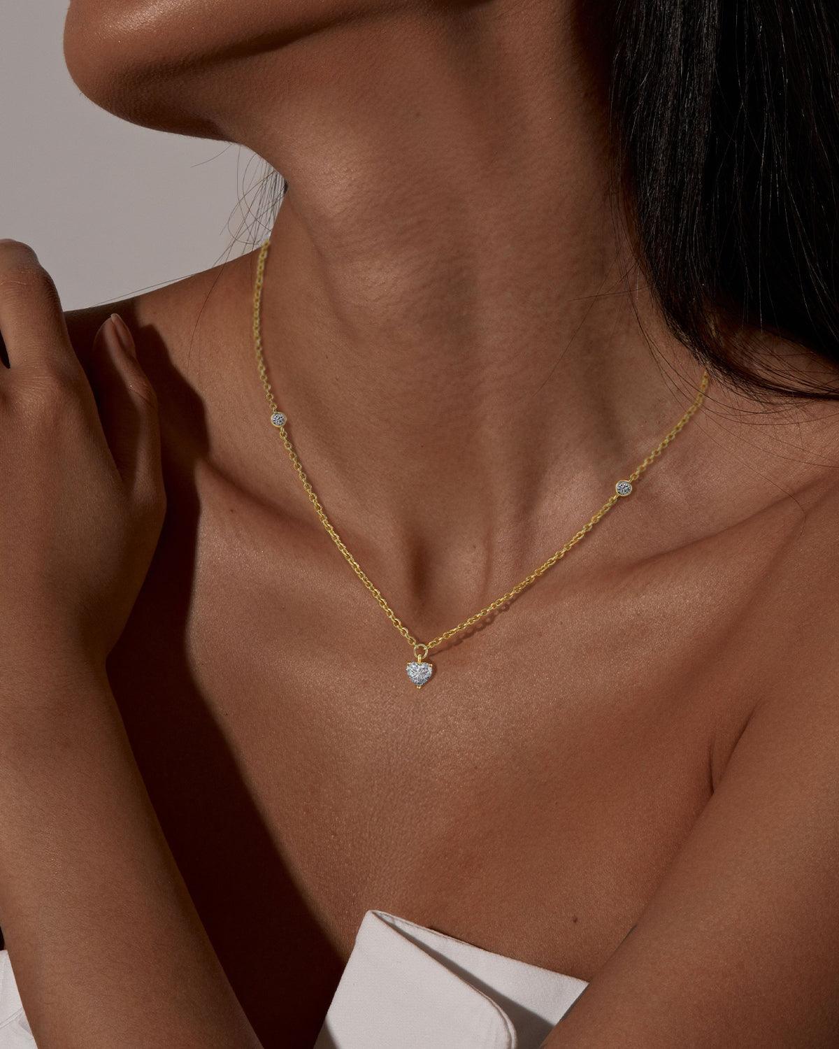 Molenia Heart Shaped White Diamond Necklace - Molenia Jewelry