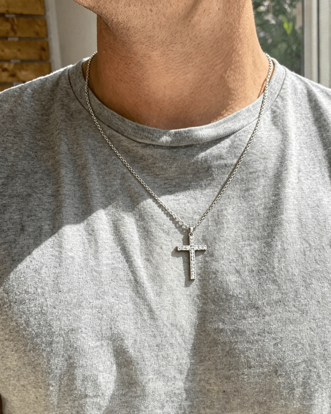 moissanite cross necklace for men