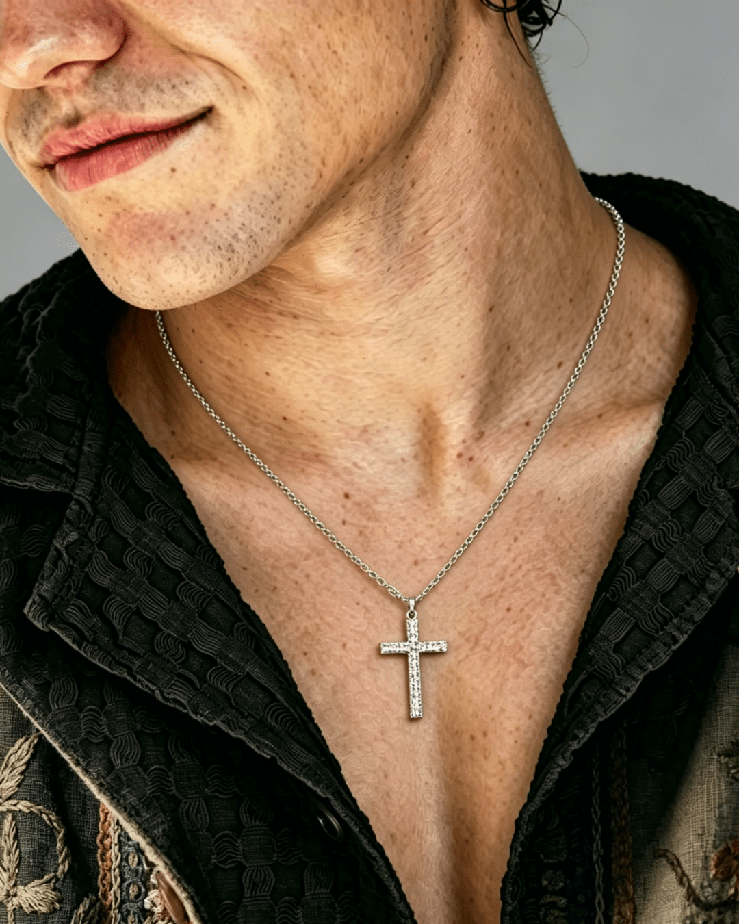 moissanite cross necklace for men