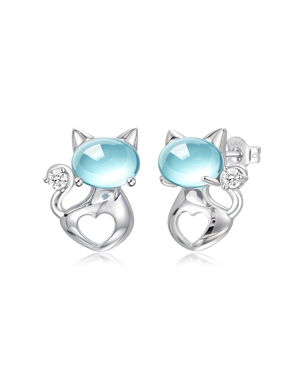 moonstone cat earrings  