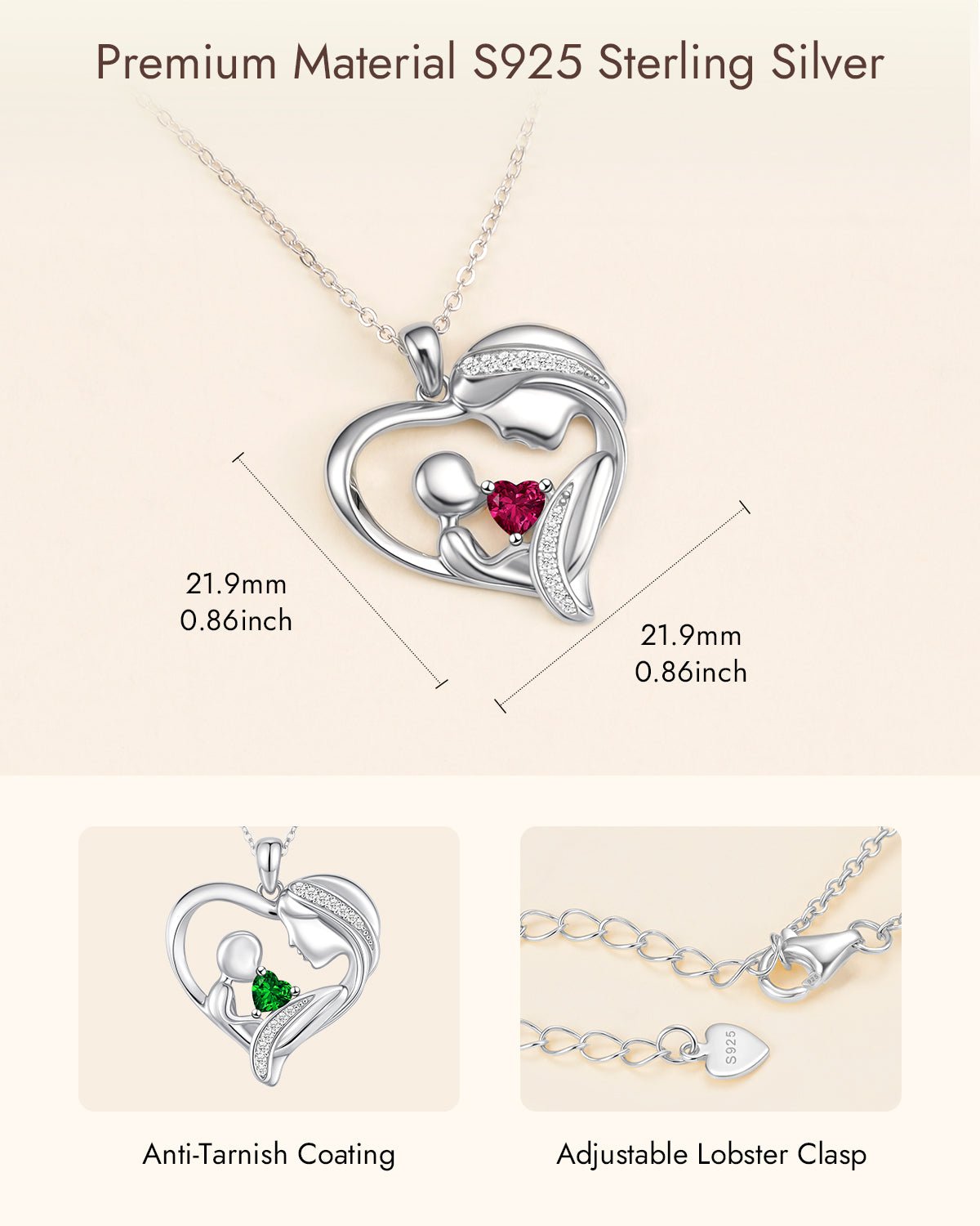 birthstone necklace for mom