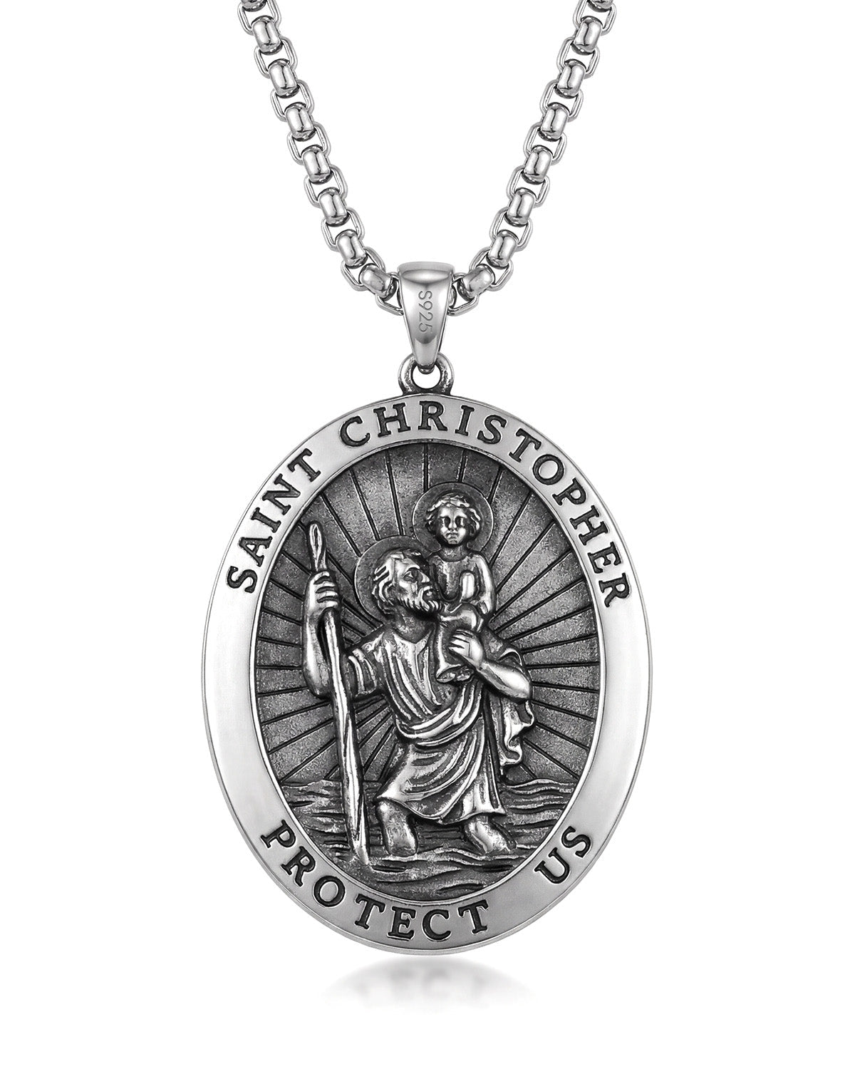 Saint Christopher Necklace for Men | S925 Protection Medal