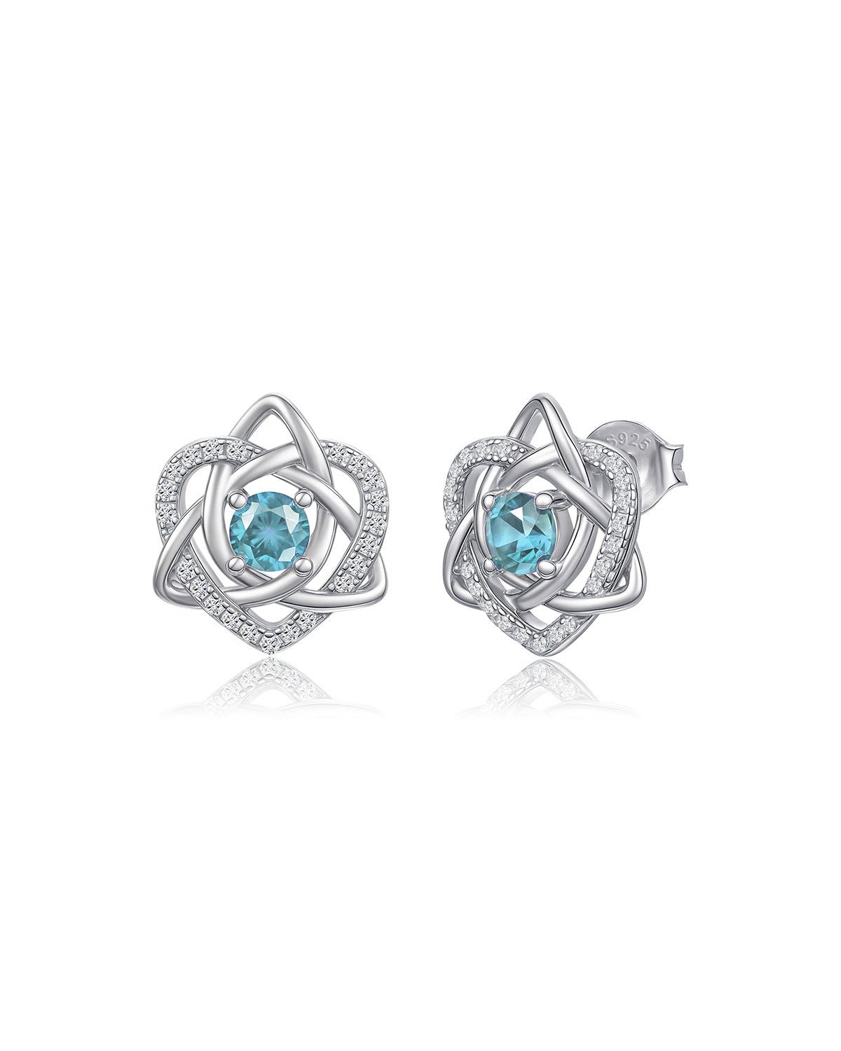 Sterling Silver Celtic Knot Birthstone Stud Earrings