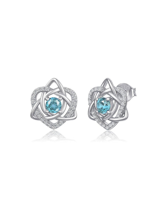 December Sterling Silver Celtic Knot Birthstone Stud Earrings