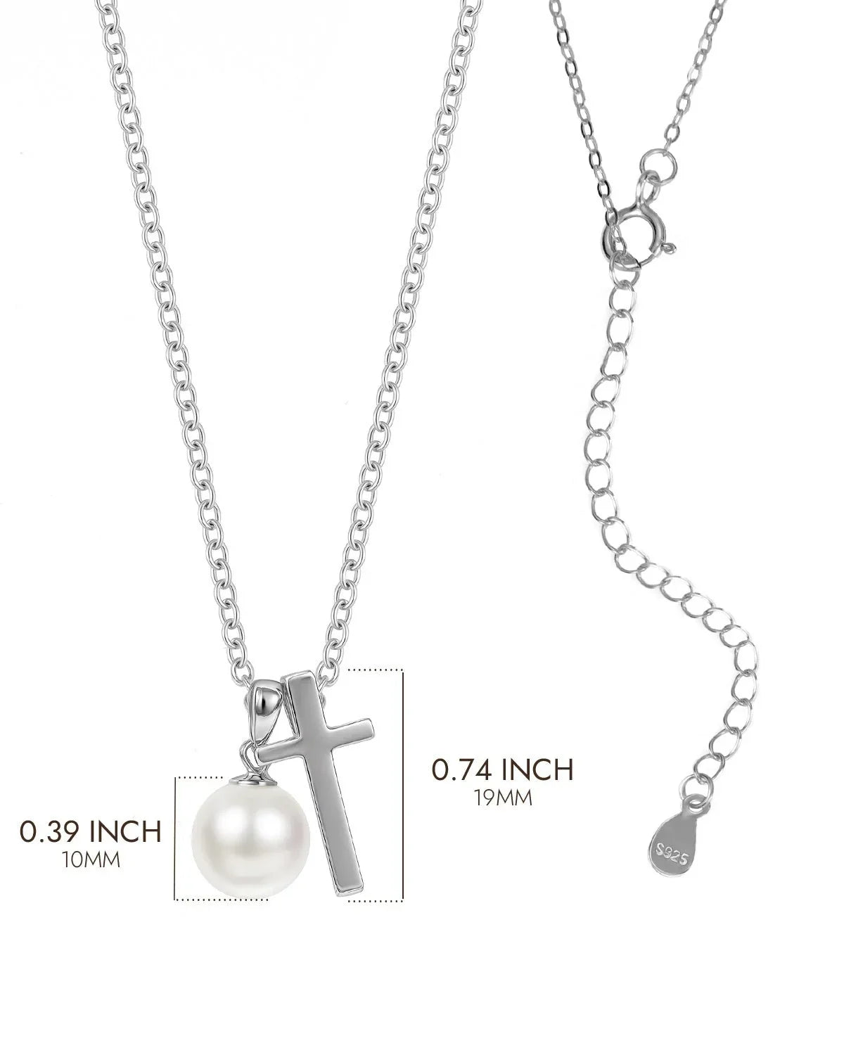 Sterling Silver Cross and Pearl Necklace - Molenia Jewelry