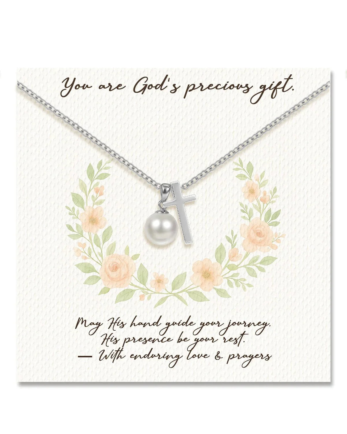 Sterling Silver Cross and Pearl Necklace - Molenia Jewelry