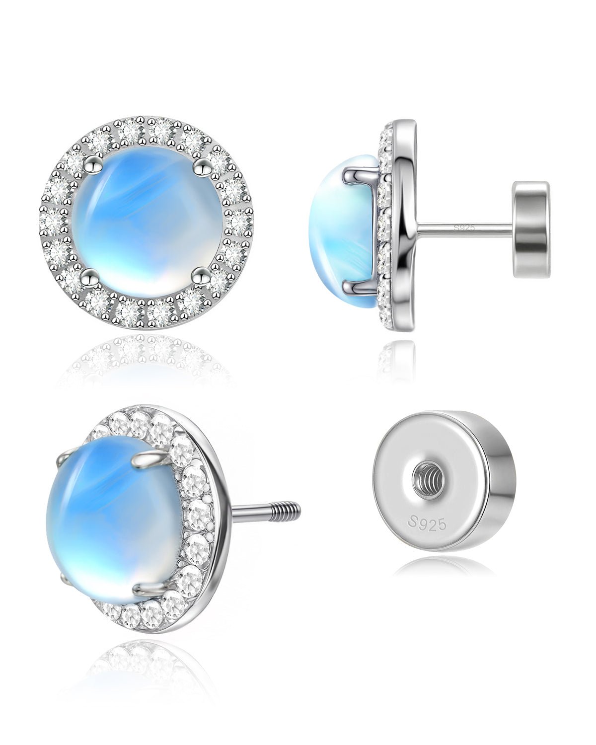 flat back stud earrings sterling silver