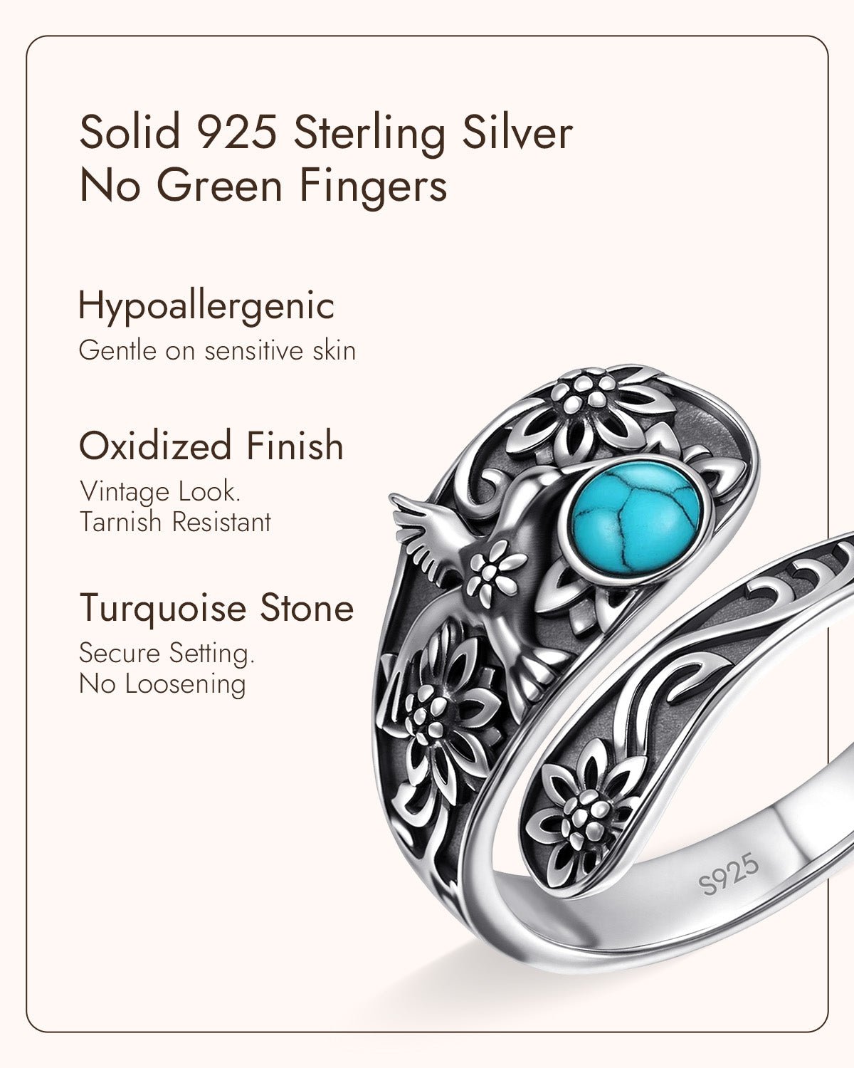 hummingbird turquoise ring  