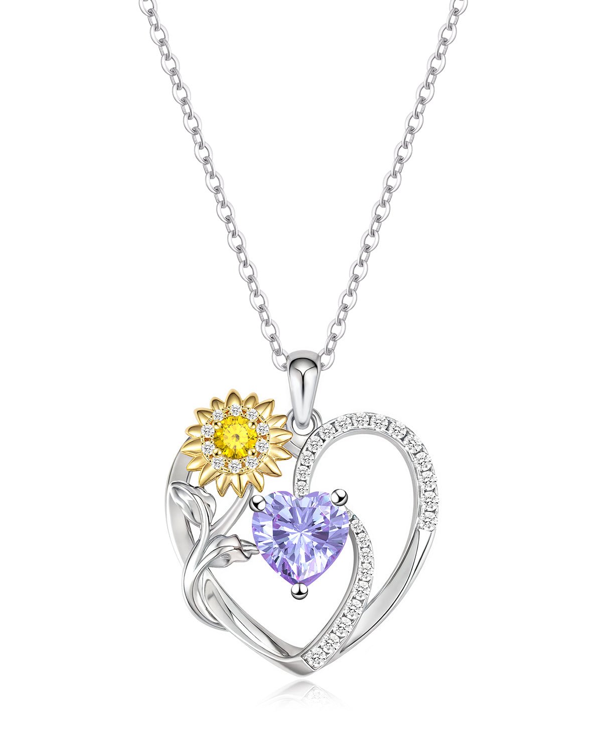 sunflower and heart design necklace