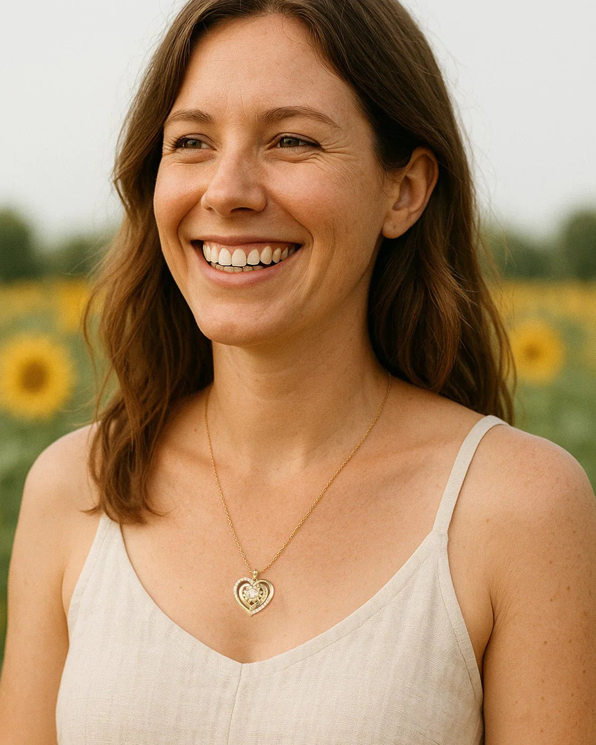 "You Are My Sunshine" Sunflower Heart Necklace - Molenia Jewelry