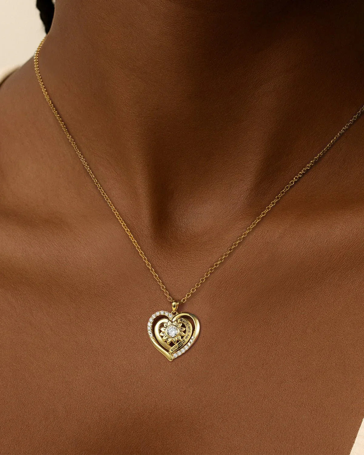 "You Are My Sunshine" Sunflower Heart Necklace - Molenia Jewelry