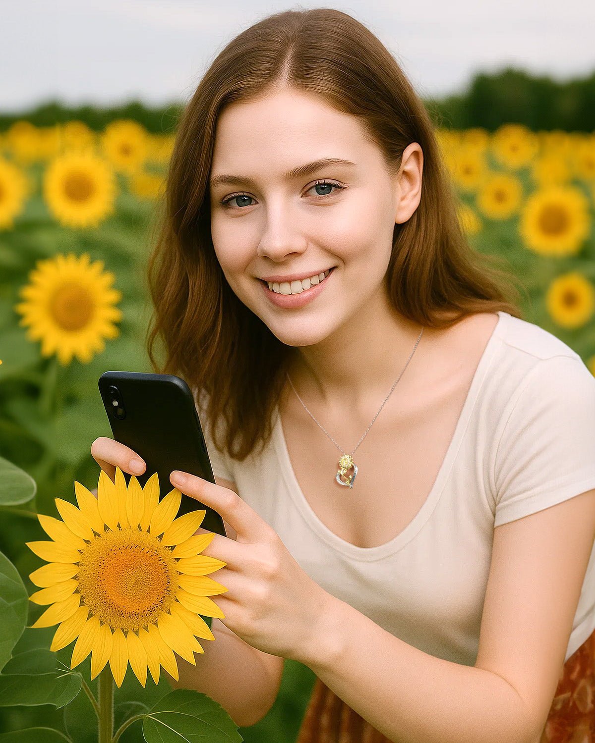 sunflower heart necklace